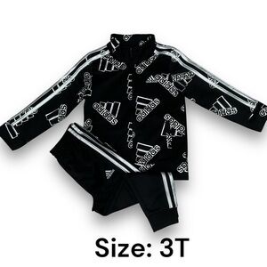 Adidas Track Suit Set Toddler 3T silver stripes